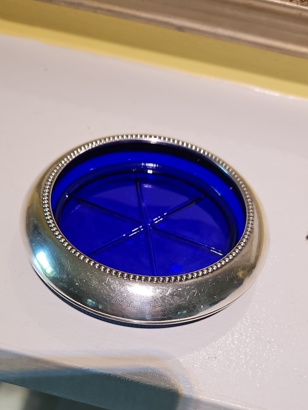 Frank M. Whiting Cobalt Blue Glass W/Sterling Silver Rim - Only One - Picture 2 of 5